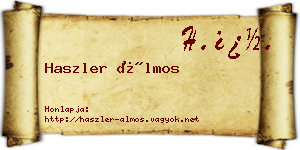 Haszler Álmos névjegykártya