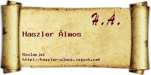 Haszler Álmos névjegykártya